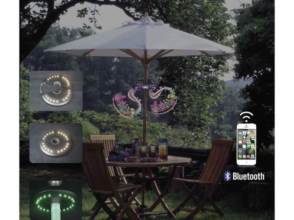 Disque pour parasol avec LEDs et 2 haut-parleurs intégrés bluetooth