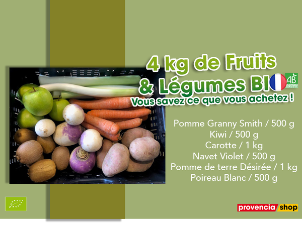 Panier BIO de fruits et légumes disponible en retrait dans votre magasin du mercredi 02 au dimanche 07 janvier