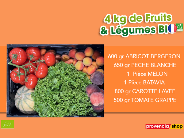 Panier BIO de fruits et légumes disponible en retrait dans votre magasin du jeudi 07 au dimanche 10 juillet 2022