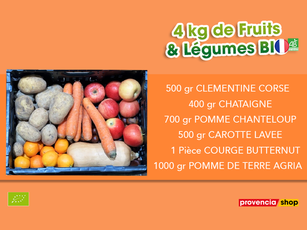 Panier BIO de fruits et légumes disponible en retrait dans votre magasin du jeudi 01 au dimanche 04 Décembre 2022