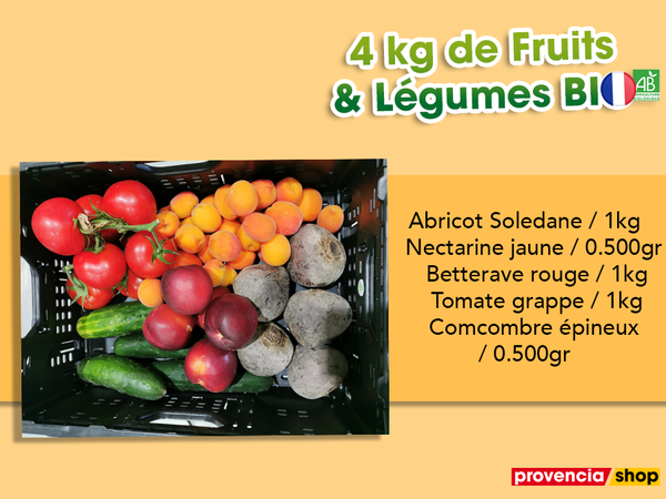Panier BIO de fruits et légumes disponible en retrait dans votre magasin du mercredi 28 juillet au dimanche 1er août 2021